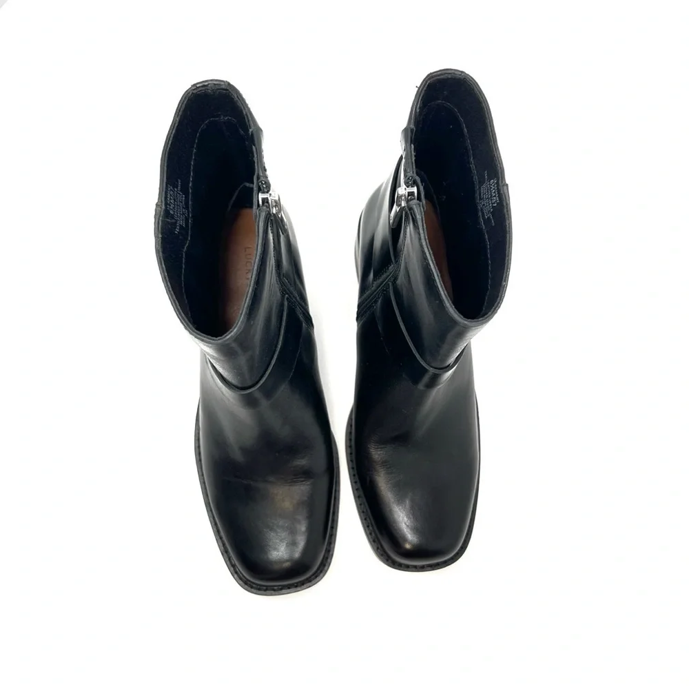 NEW Lucky Brand Kamany Boots Size 6.5 Black Leather Moto Biker Western New